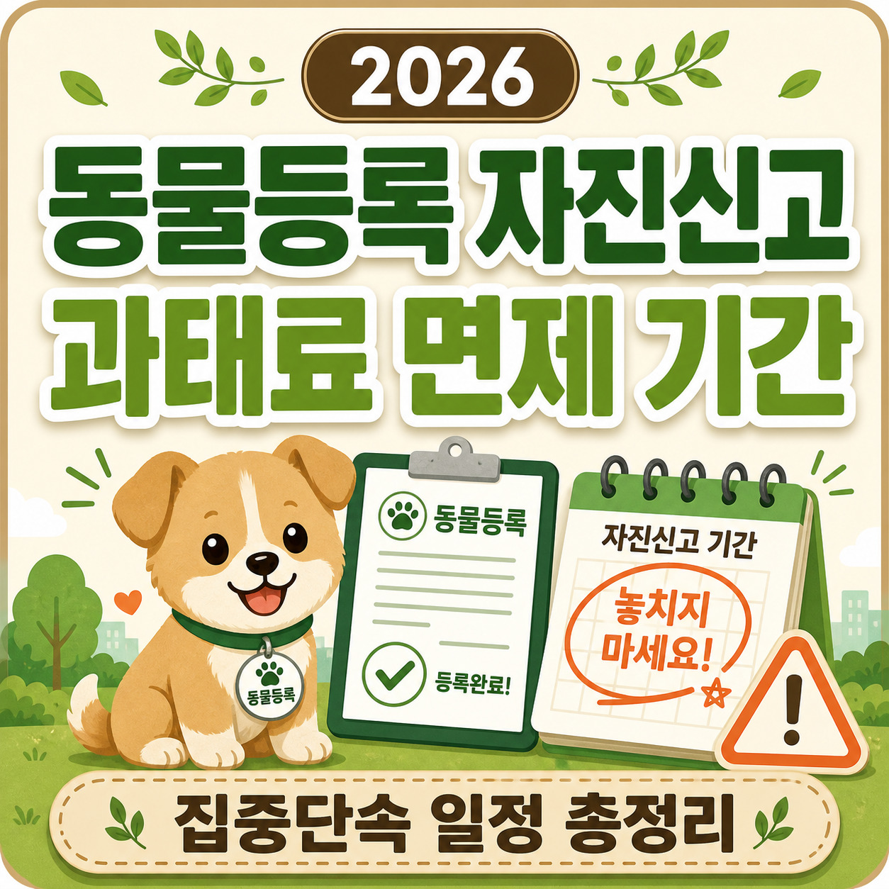 2026 동물등록 자진신고 과태료 면제 기간